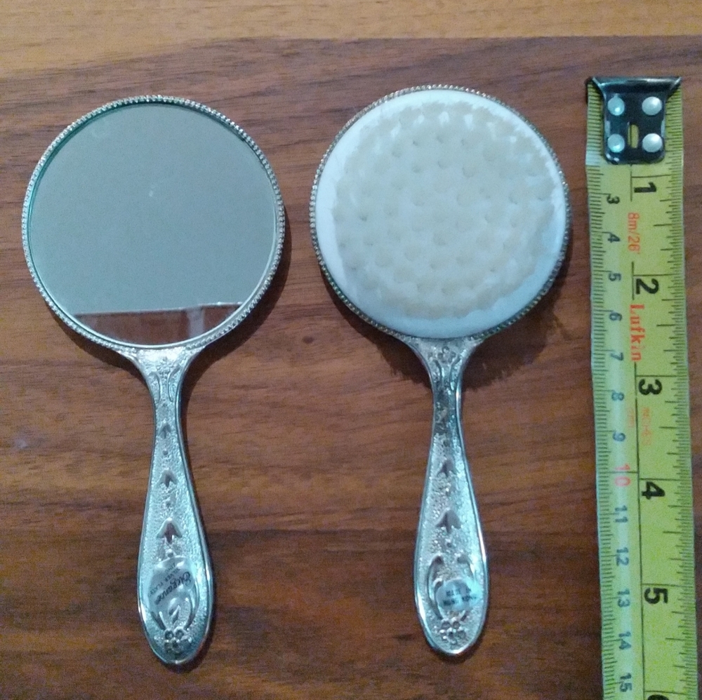 Vintage silver plate child's vanity set.